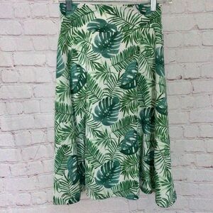 Doublju Tropical Leaves Print Skirt - Size Small